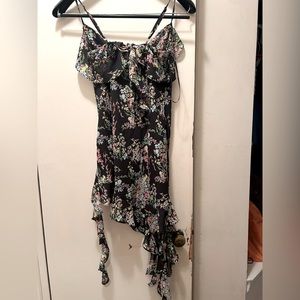Forever 21 Black dress with multi color flowers Size S